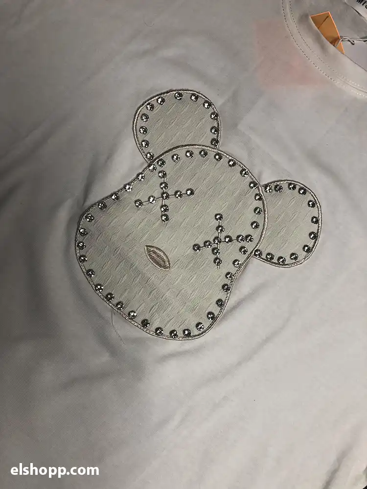 تیشرت خرسی نگینی 103 4 تیشرت خرسی نگینی رنگ سفید